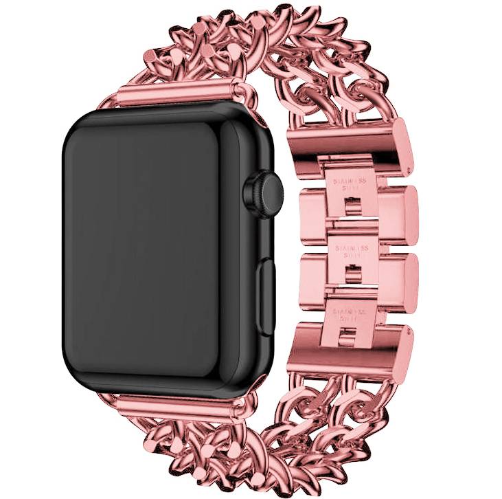 Cinturino a maglie in acciaio con cowboy per Apple Watch - rosa rosso