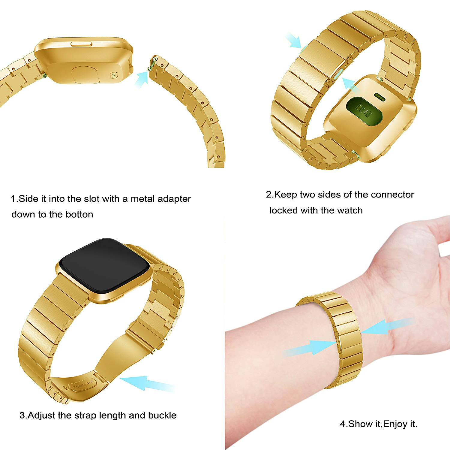 Cinturino a maglie per Fitbit Versa - oro