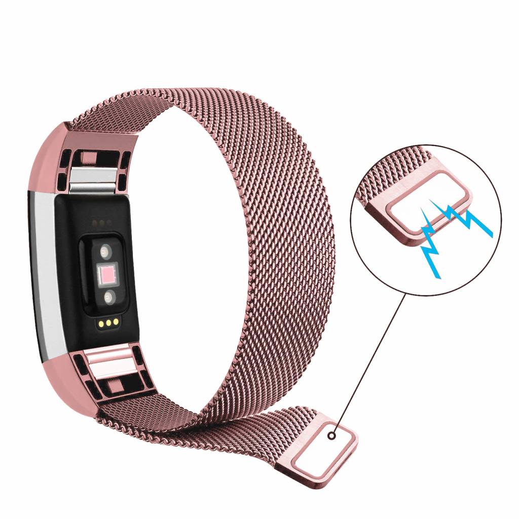 Cinturino loop in maglia milanese per Fitbit Charge 2 - rosa