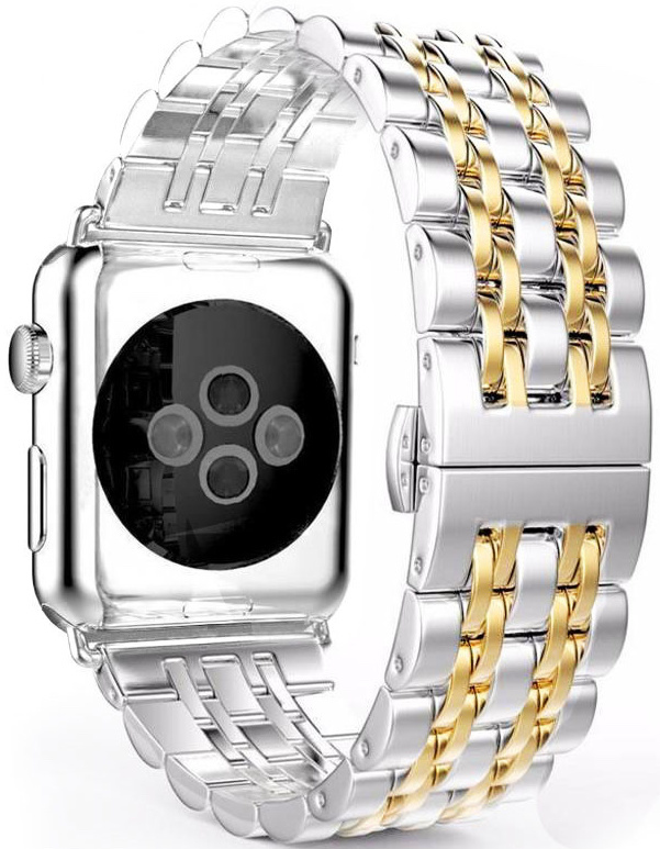 Cinturino a maglie in acciaio inossidabile per Apple Watch - argento oro