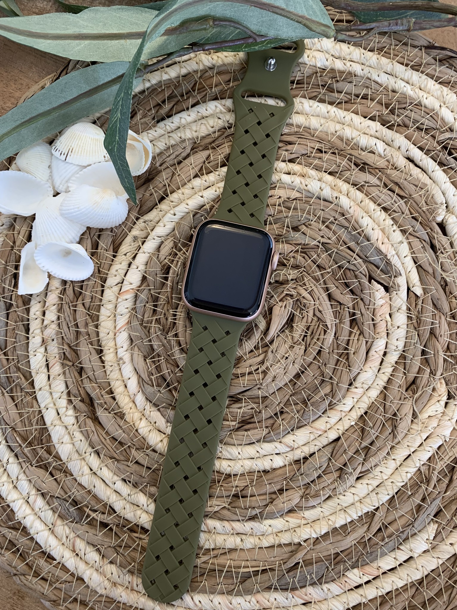 Cinturino sport intrecciato per Apple Watch - verde oliva