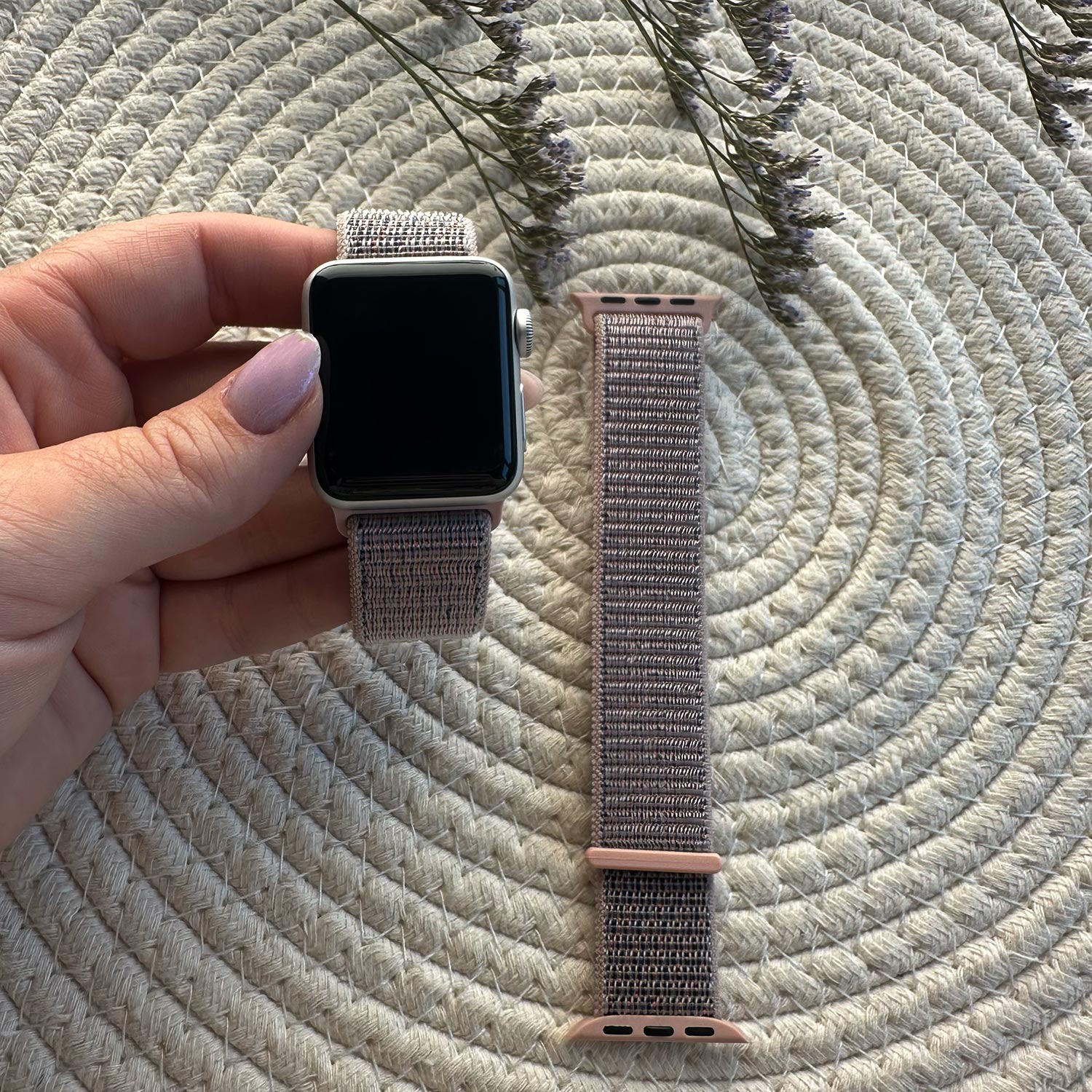 Cinturino nylon sport loop per Apple Watch - sabbia rosa