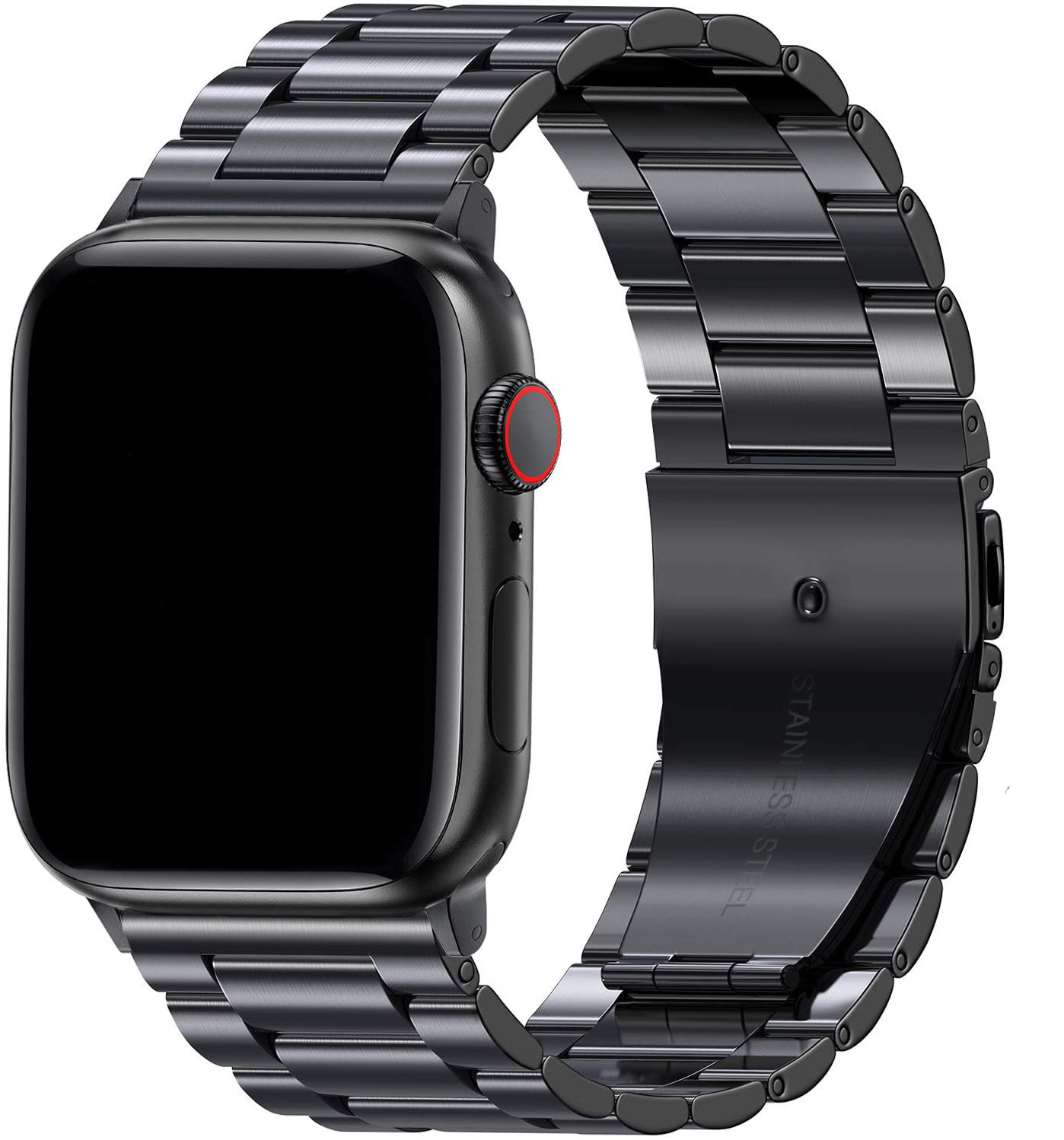 Cinturino a maglie in acciaio con perline per Apple Watch - nero