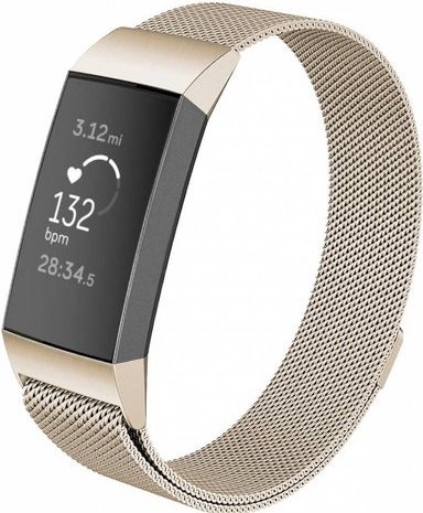 Cinturino loop in maglia milanese per Fitbit Charge 3 & 4 - champagne