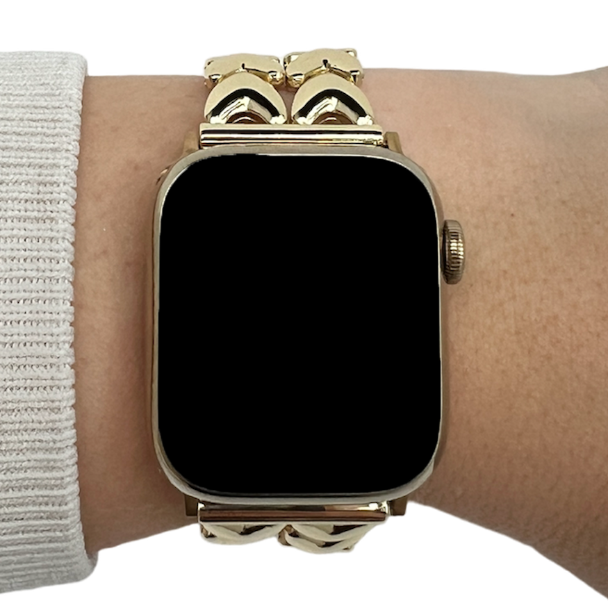 Cinturino a maglie in acciaio a forma di cuore per Apple Watch - oro