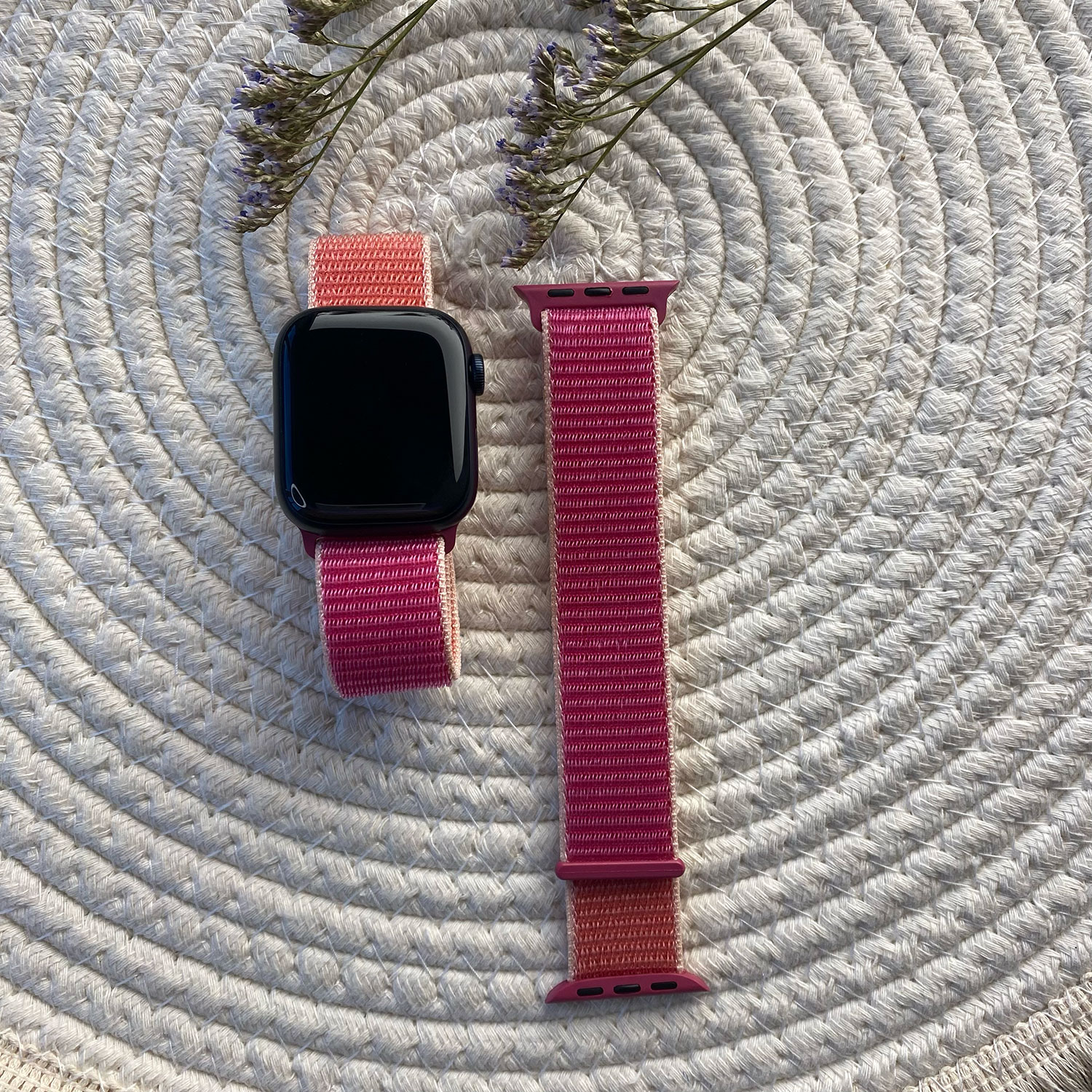 Cinturino nylon sport loop per Apple Watch - melograno