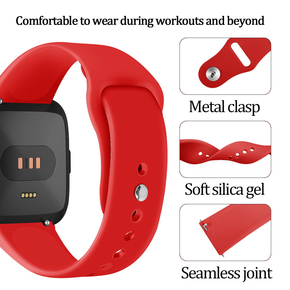Cinturino sport in silicone per Fitbit Versa - rosso