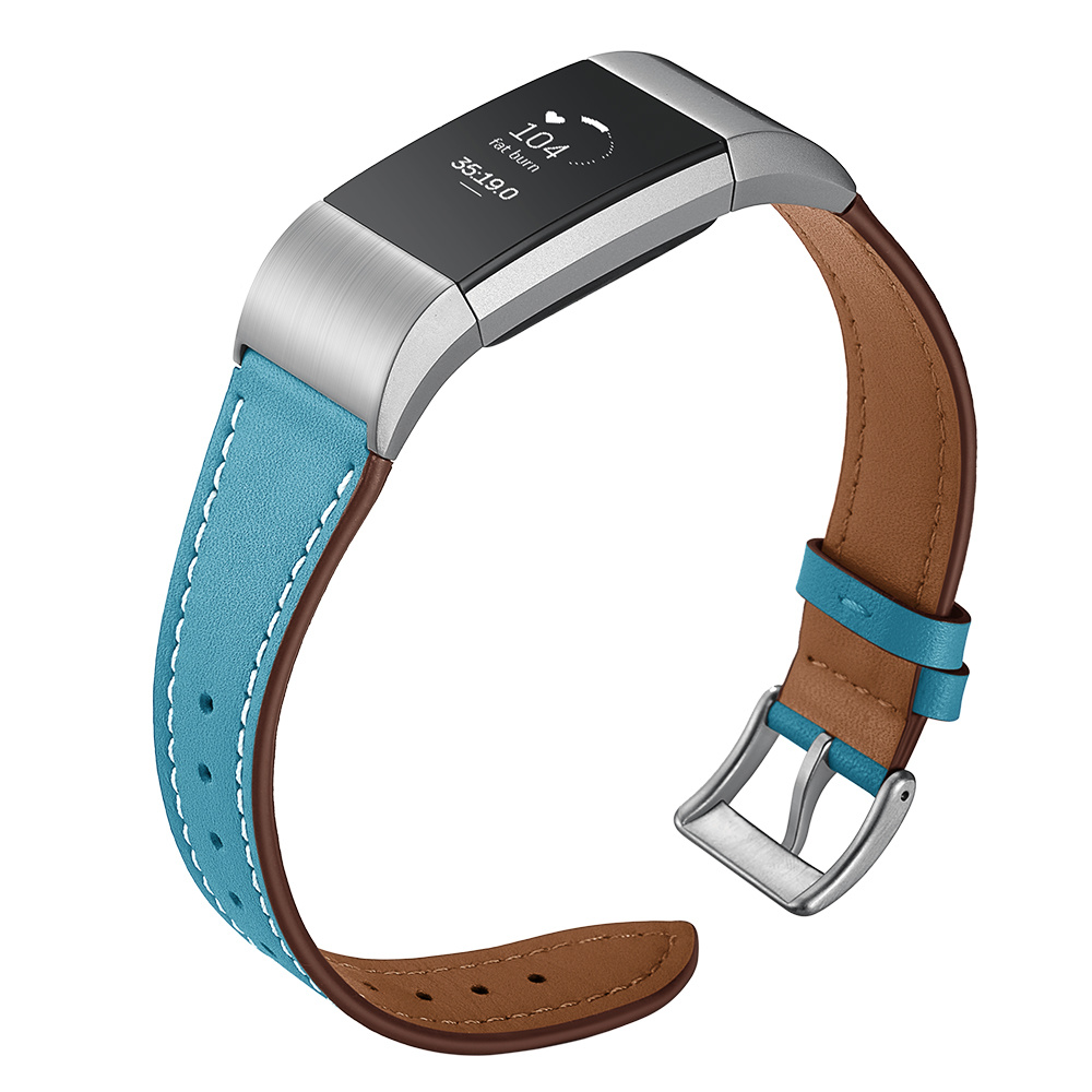 Cinturino in pelle premium per Fitbit Charge 2 - azzurro