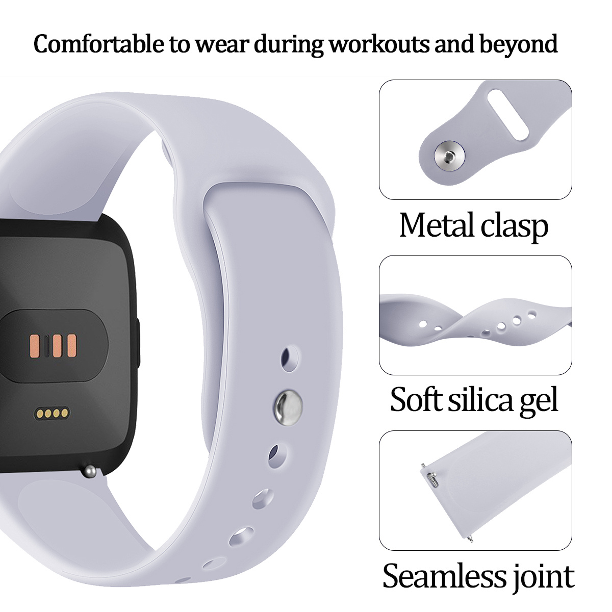 Cinturino sport in silicone per Fitbit Versa - grigio