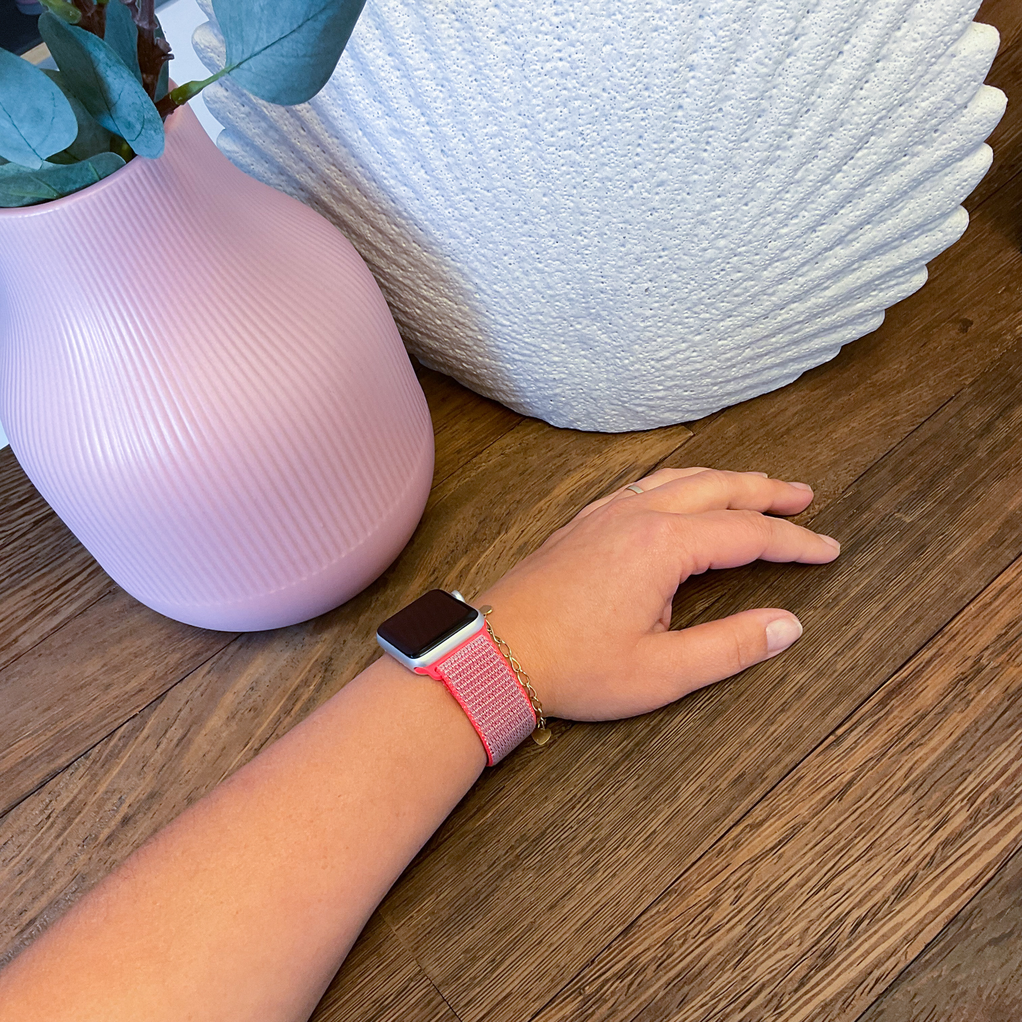 Cinturino nylon sport loop per Apple Watch - rosa rossa