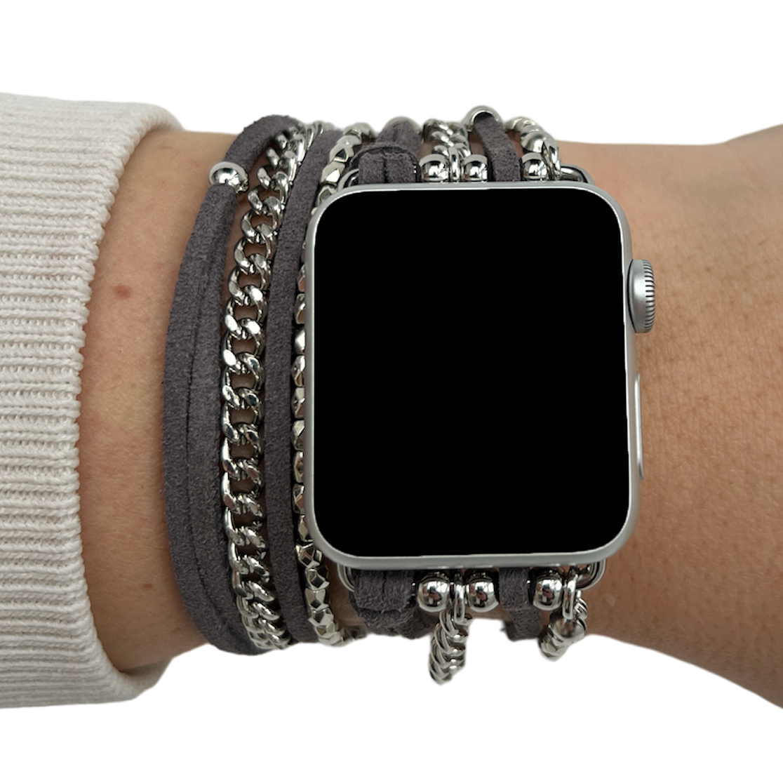 Cinturino gioielli Apple Watch – Nancy grigio argento