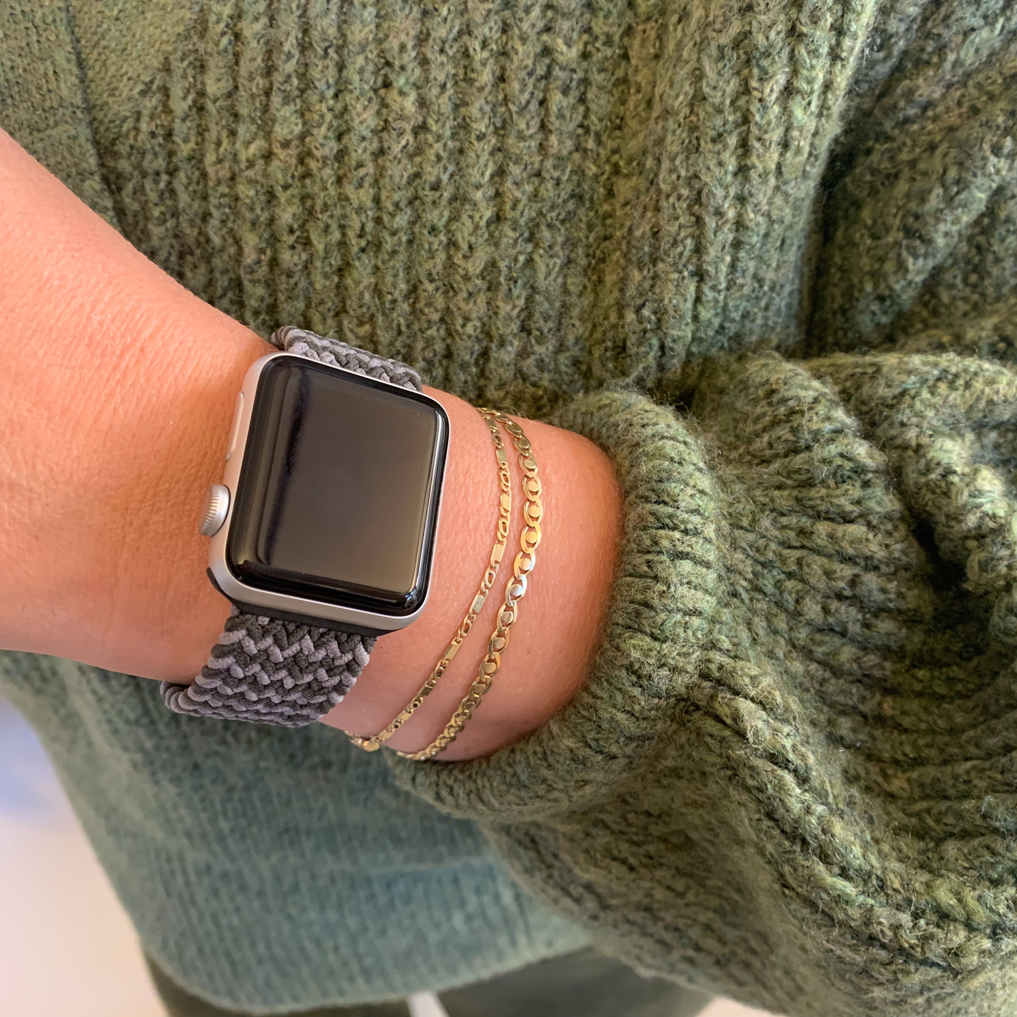 Cinturino Solo intrecciato in nylon per Apple Watch - grigio verde