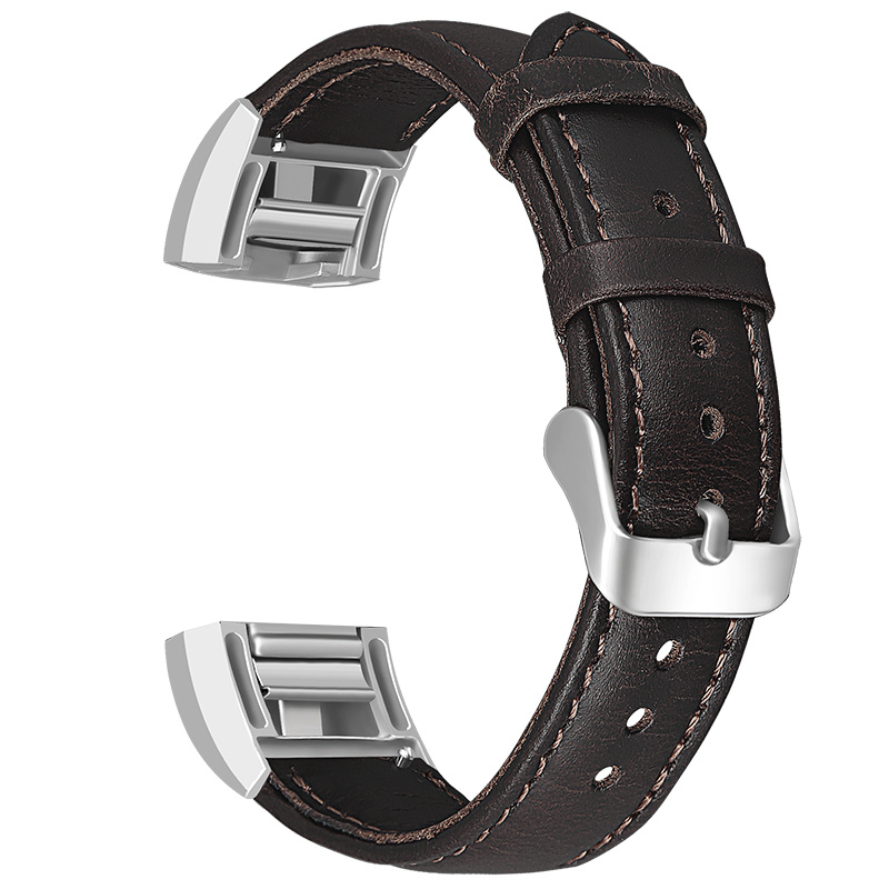 Cinturino in vera pelle per Fitbit Charge 2 - marrone scuro