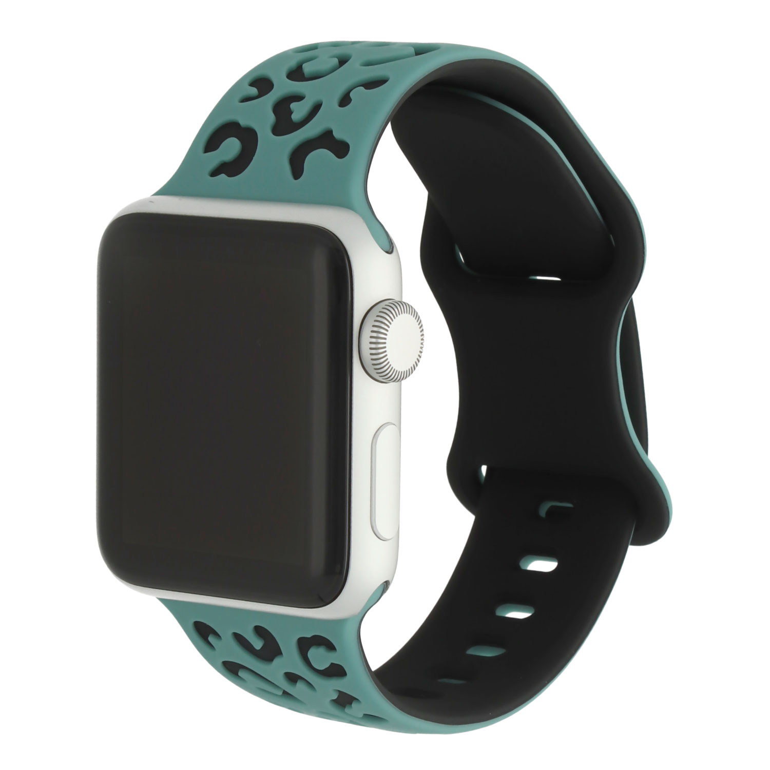 Cinturino leopardato wild in silicone per Apple Watch - Cactus nero