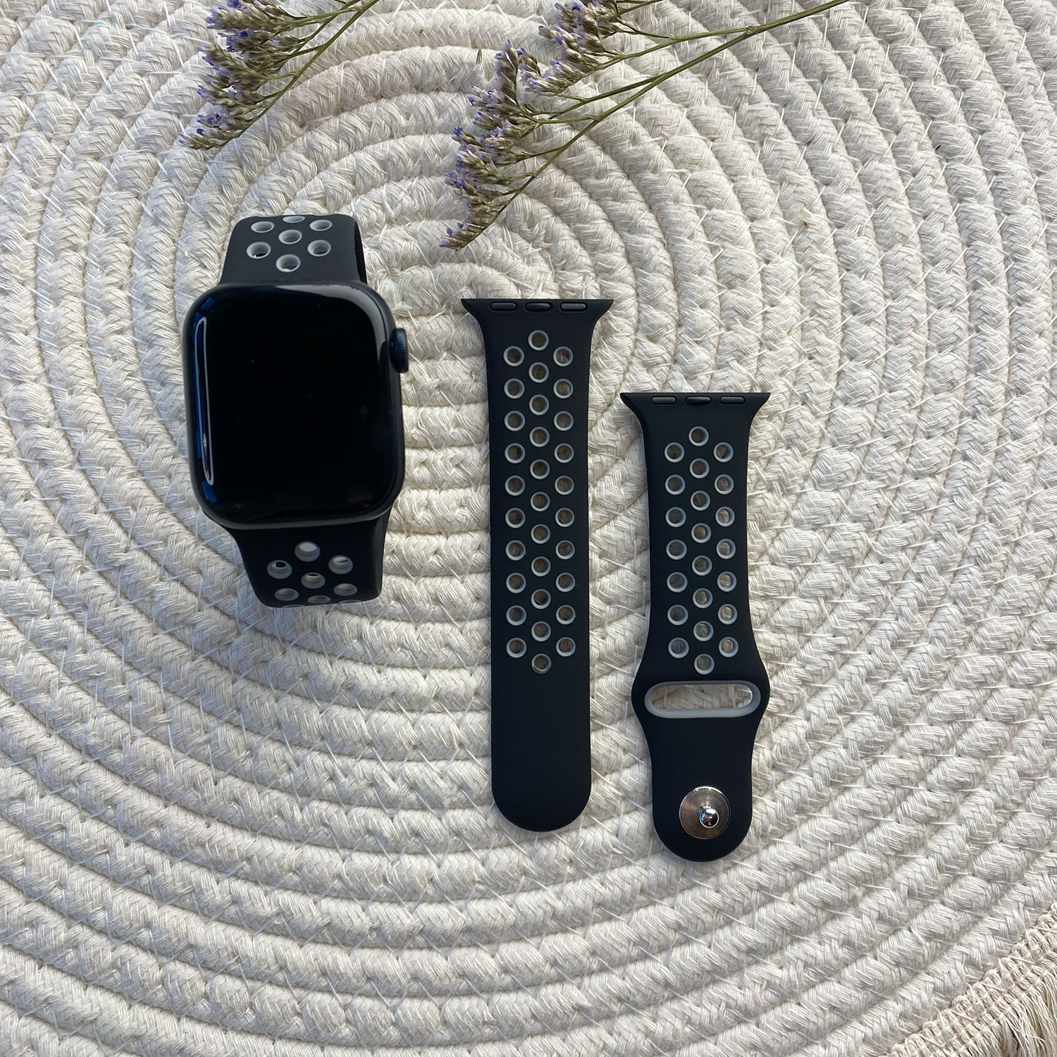 Cinturino doppio sport per Apple Watch - nero grigio