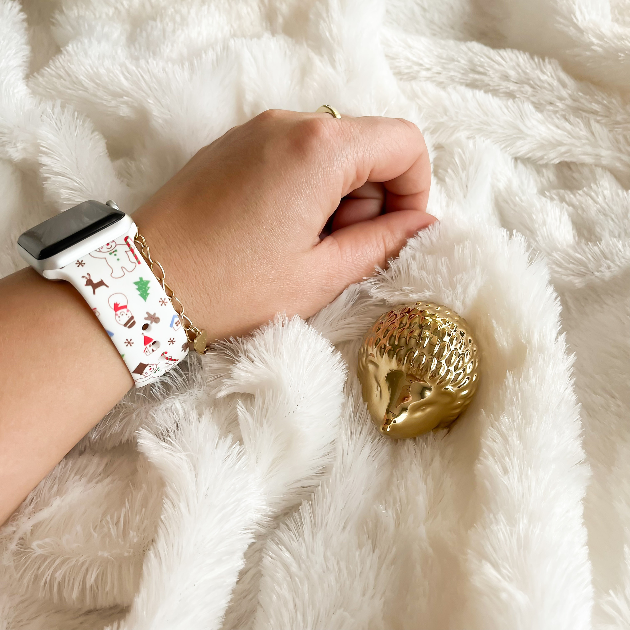 Cinturino sport con stampa per Apple Watch - Pupazzo di neve natalizio bianco